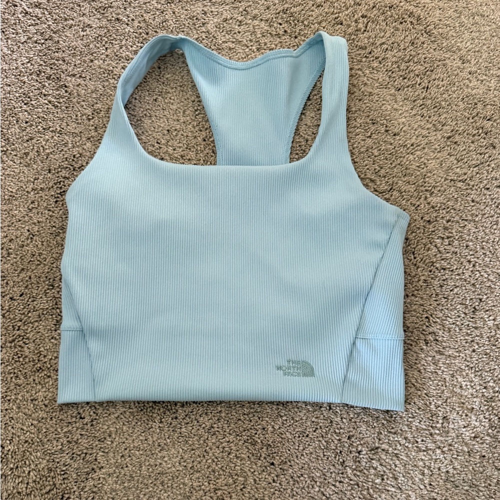 The North Face Pale Blue Ribbed Racerback Sports Bra